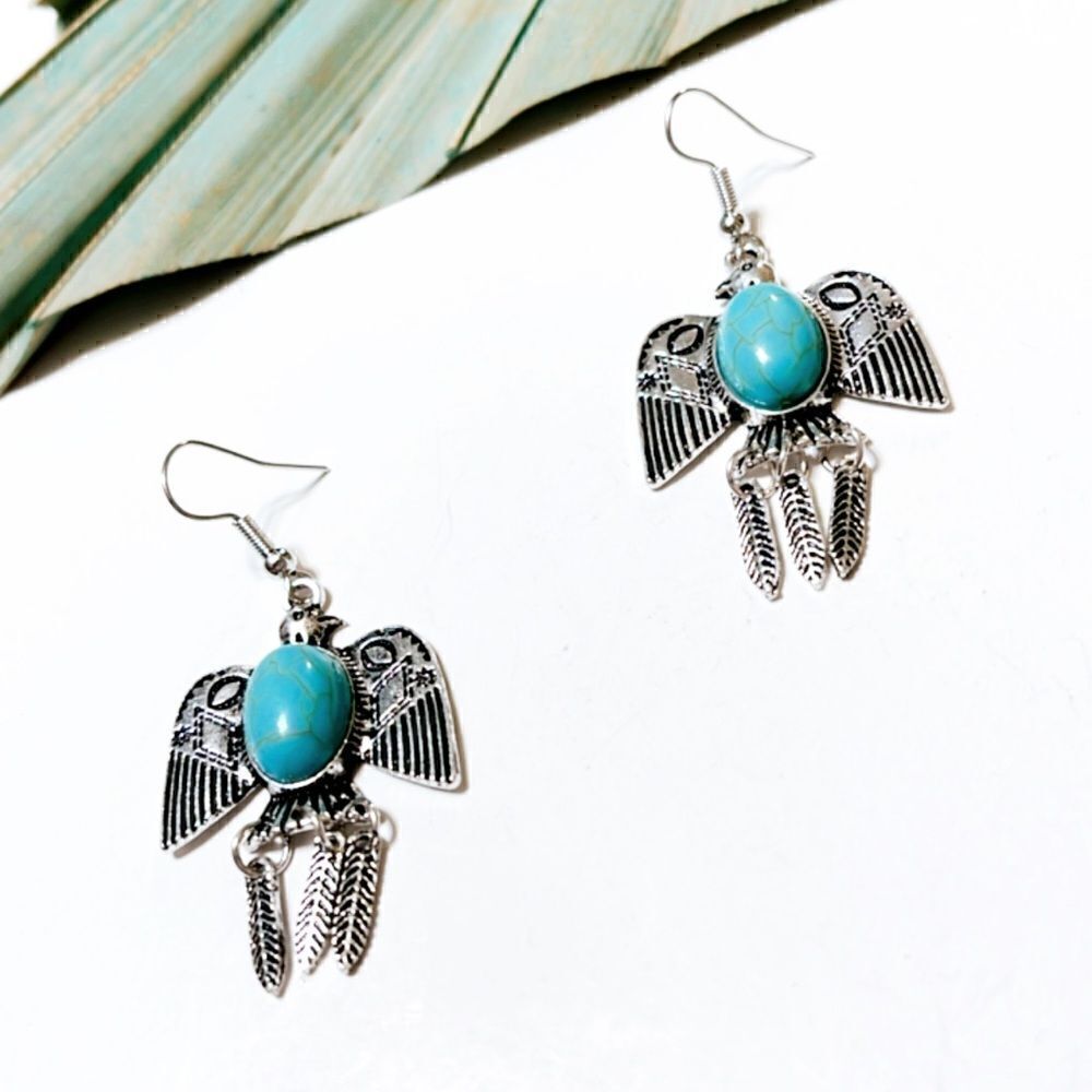 Stone bird earrings  #899